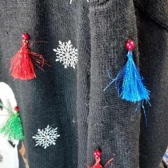 Holiday Time women's ugly Llama sweater 1X embellished tassels,sequel, bells - Picture 5 of 16